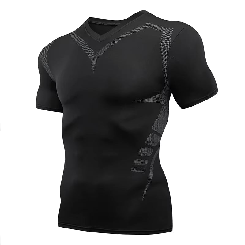 Stylish Short Sleeve Compression Shirts for Men Gym Workout Running Quick Dry T-Shirt Tops Summer Athletic Undershirt Rash Guard