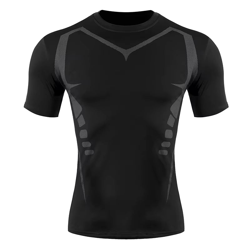 Stylish Short Sleeve Compression Shirts for Men Gym Workout Running Quick Dry T-Shirt Tops Summer Athletic Undershirt Rash Guard