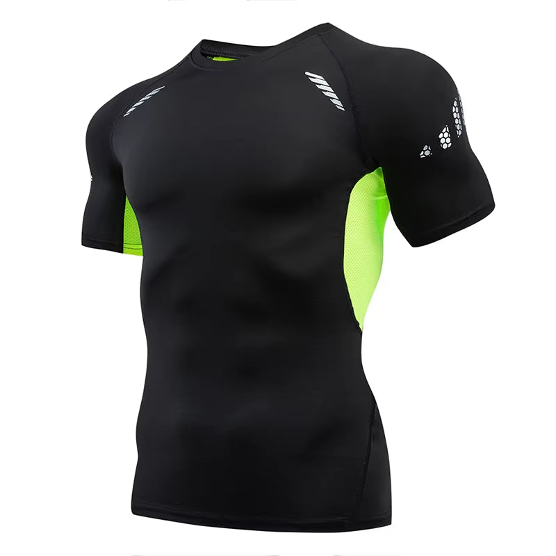 Stylish Short Sleeve Compression Shirts for Men Gym Workout Running Quick Dry T-Shirt Tops Summer Athletic Undershirt Rash Guard