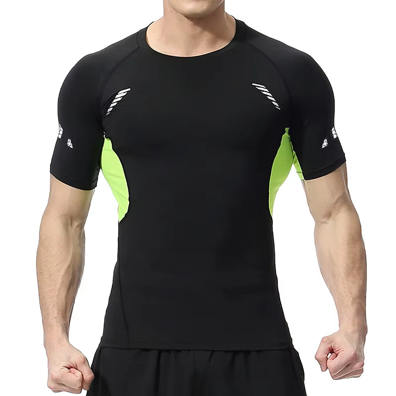 Stylish Short Sleeve Compression Shirts for Men Gym Workout Running Quick Dry T-Shirt Tops Summer Athletic Undershirt Rash Guard