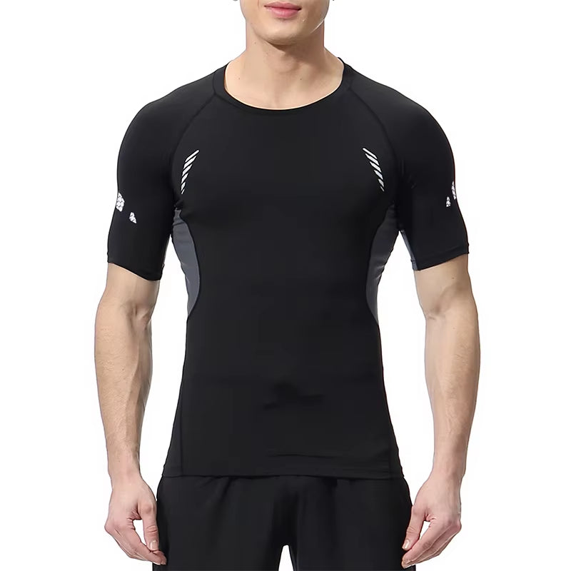 Stylish Short Sleeve Compression Shirts for Men Gym Workout Running Quick Dry T-Shirt Tops Summer Athletic Undershirt Rash Guard